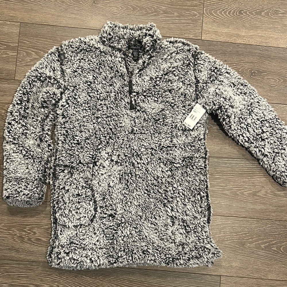 Rene Rofe Fuzzy Gray Sherpa Jacket